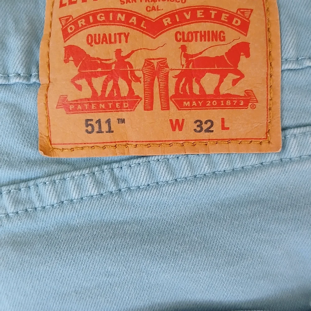 Levi's Pastel Blue Frayed Hem Denim Shorts - Picture 3 of 3